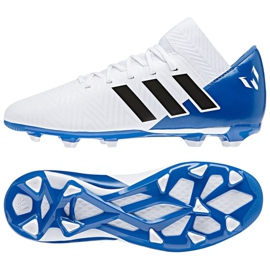 Buty piłkarskie adidas Nemeziz Messi 18.3 FxG Jr DB2364 białe wielokolorowe