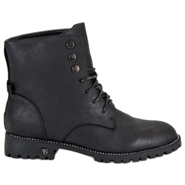 Balada Wiązane botki workery czarne