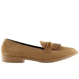 Mokasyny damskie brązowe HW308 Camel