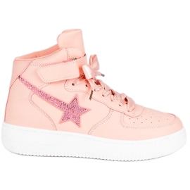 Modne botki nad kostkę różowe