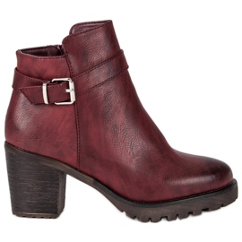 Kayla Bordowe botki na co dzień czerwone