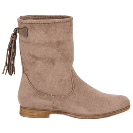 Weide Zamszowe botki boho brązowe