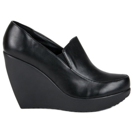 J. Star Czarne półbuty na koturnie