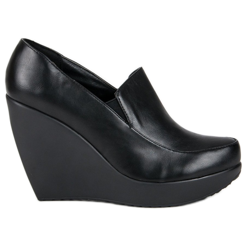 J. Star Czarne półbuty na koturnie