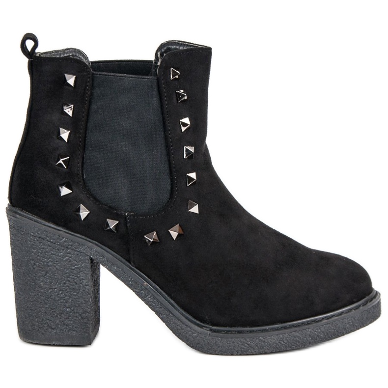 Bestelle Zamszowe botki na słupku czarne