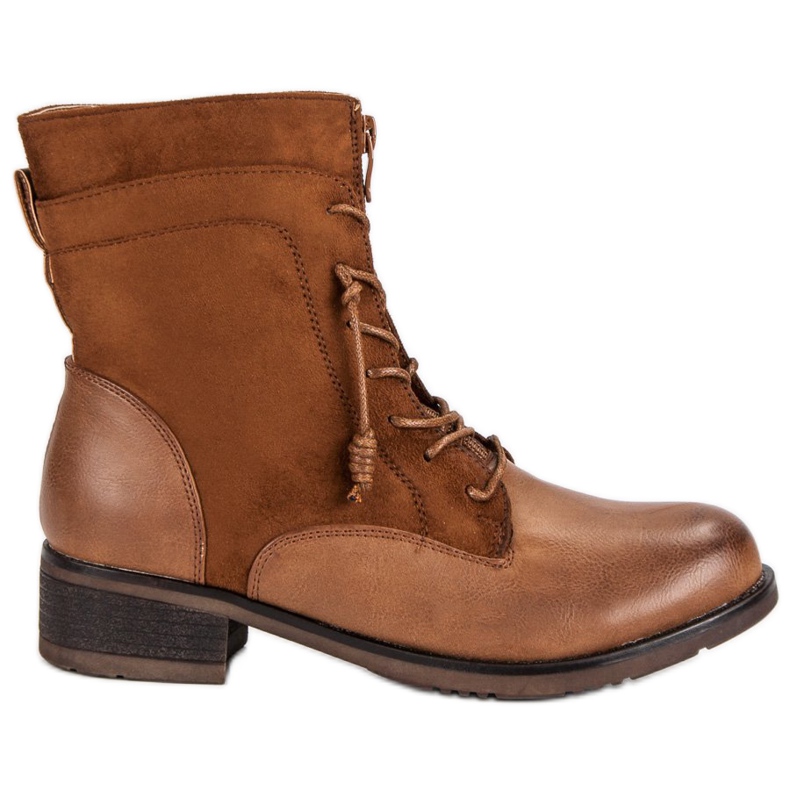 Botki workery na suwak brązowe