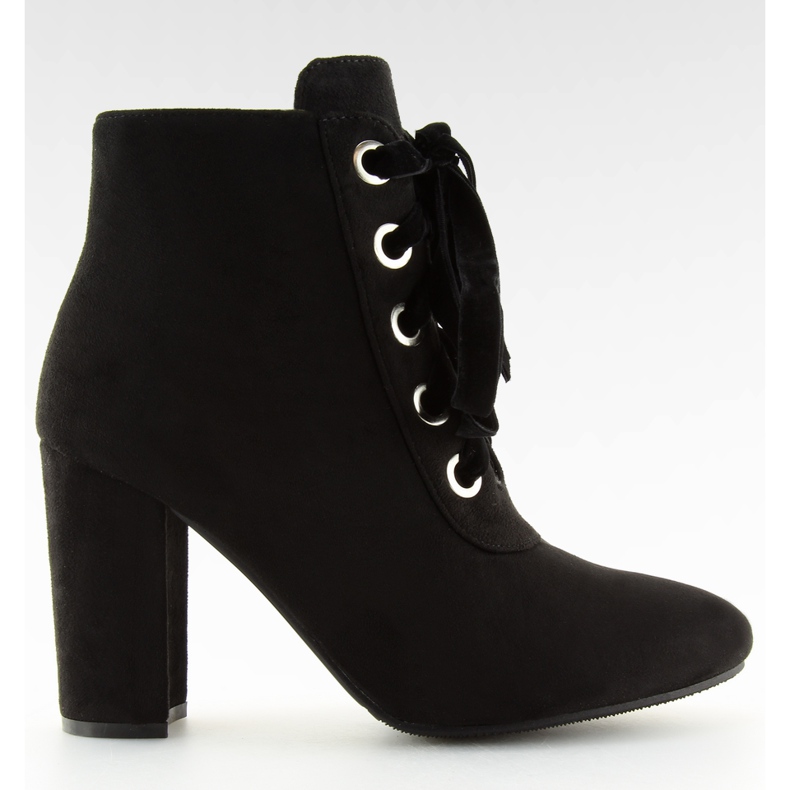 Botki sznurowane na obcasie czarne ZH781