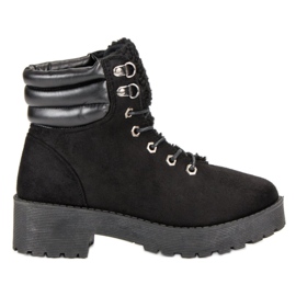 Zamszowe Traperki czarne