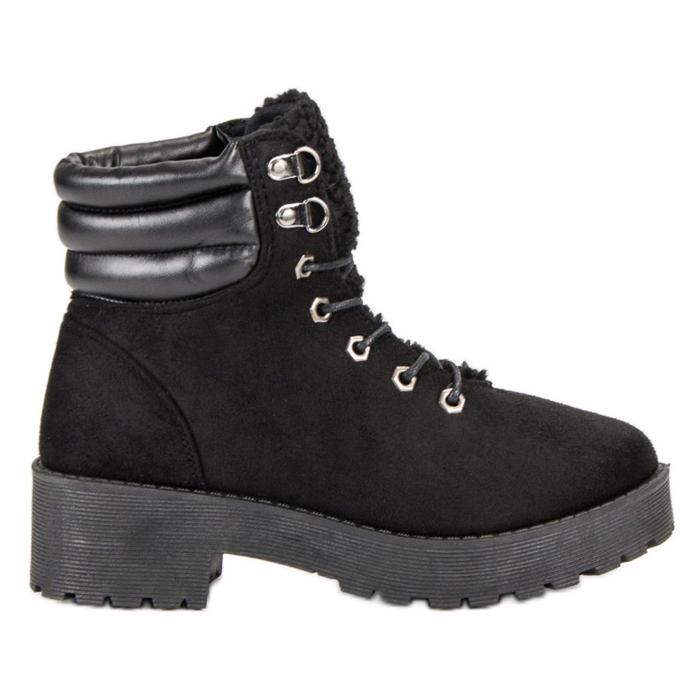 Zamszowe Traperki czarne