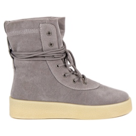 Sznurowane botki szare