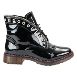 Lucky Shoes Lakierowane workery czarne