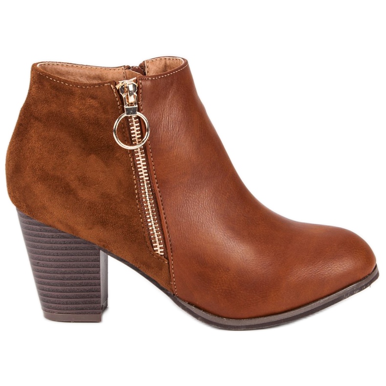 Mannika Jesienne camelowe botki brązowe