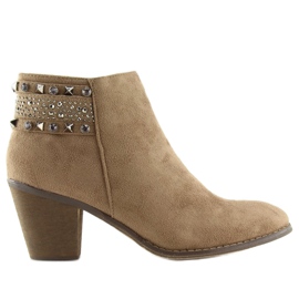 Botki damskie beżowe L3526 Khaki beżowy