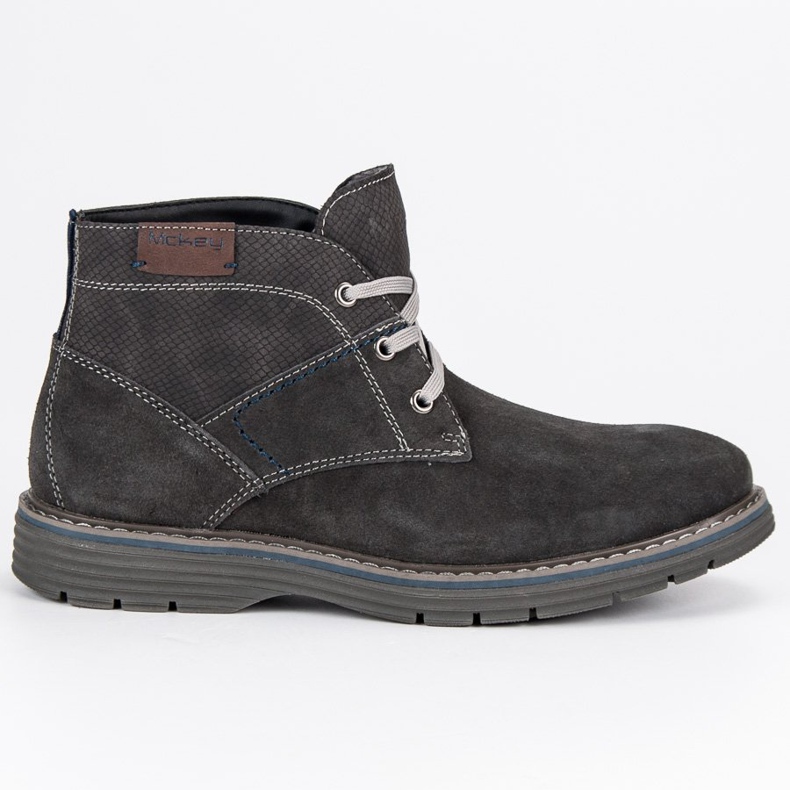 McKey Wiązane botki meskie szare