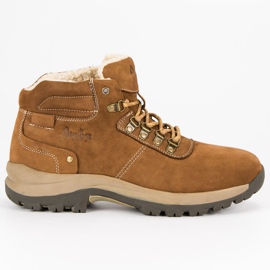 American Club Męskie traperki ze skóry american brązowe