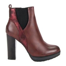 Erynn Seksowne bordowe botki czerwone