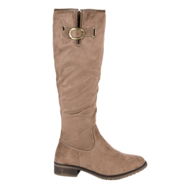 Super Me Klasyczne zamszowe kozaki brązowe