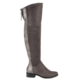 Filippo Zamszowe kozaki nad kolano szare