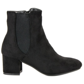 Top Shoes Zamszowe botki na obcasie czarne