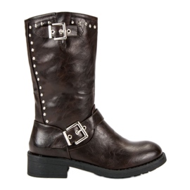 SDS Wysokie botki workery brązowe