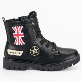 American Club Stylowe Dziewczęce Botki American czarne