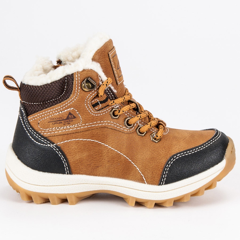 Arrigo Bello Chłopięce buty z kożuszkiem brązowe