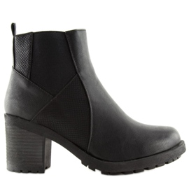 Botki na szerokim obcasie czarne 1032-1 Black