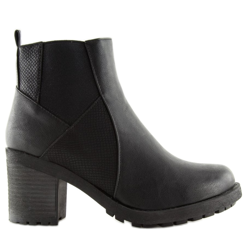 Botki na szerokim obcasie czarne 1032-1 Black