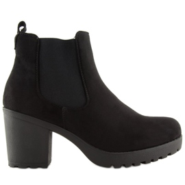 Botki na szerokim obcasie czarne E5106 Black
