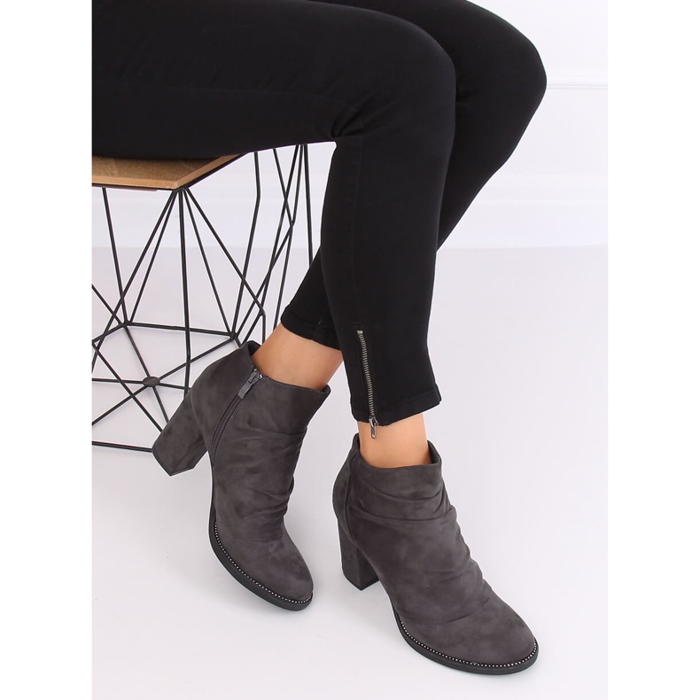 Botki na obcasie szare FA177 Grey