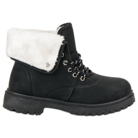 Czarne traperki z futerkiem