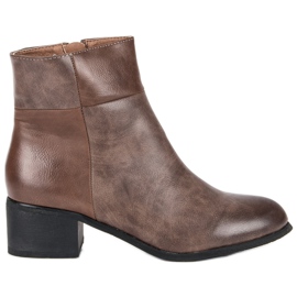 Small Swan Klasyczne Botki Na Obcasie czarne brązowe