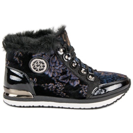 Aclys Modne Wiązane Sneakersy czarne wielokolorowe