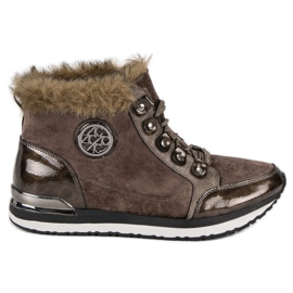 Aclys Modne Wiązane Sneakersy brązowe