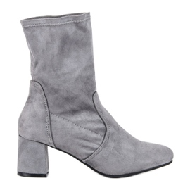 Kylie Wsuwane Zamszowe Botki szare