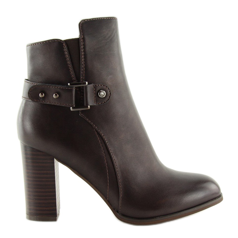 Botki na obcasie brązowe 3974 Brown