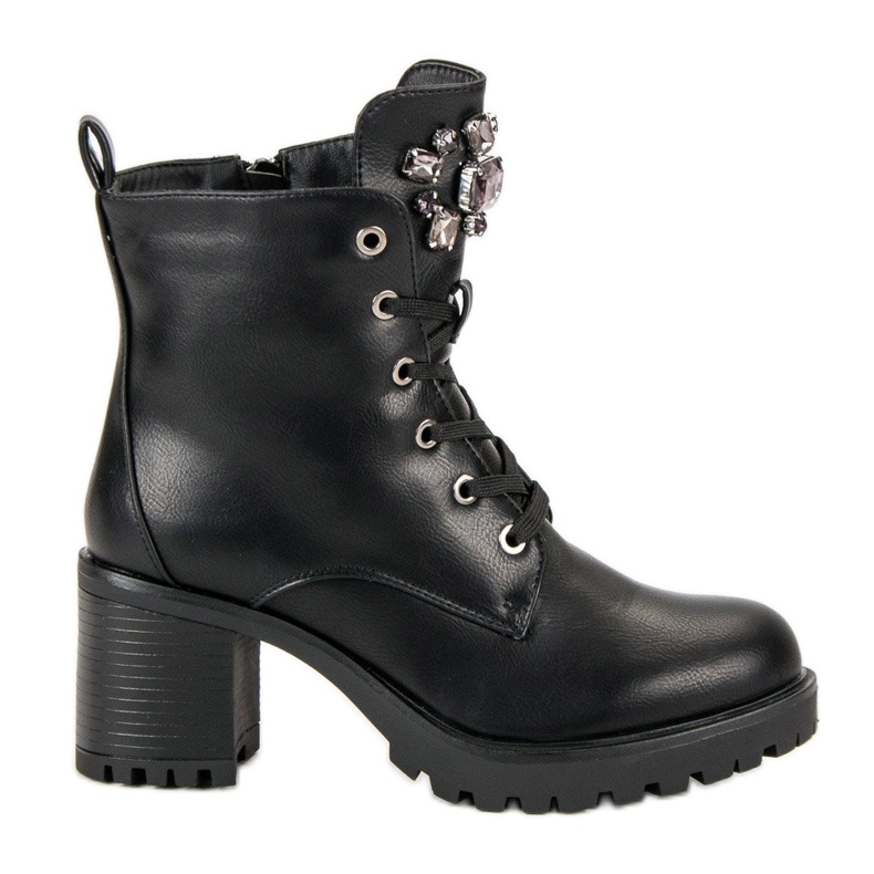 Kylie Wiązane botki na słupku czarne