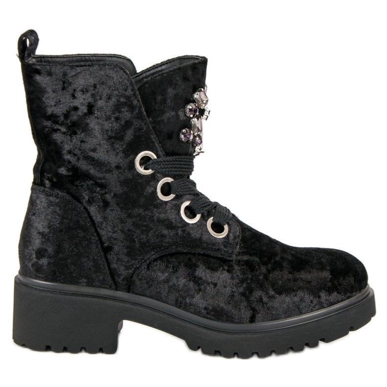 Kylie Modne Welurowe Botki czarne