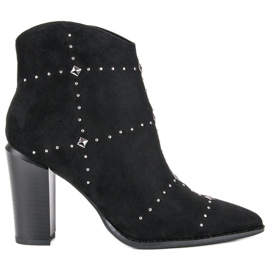 Kylie Zamszowe Czarne Botki