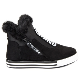 Sportowe botki na koturnie czarne