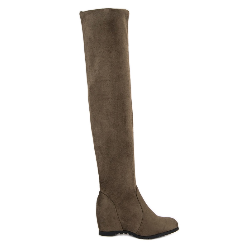 Super Me Wysokie Kozaki Na Koturnie zielone