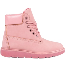 Small Swan Modne Różowe Traperki