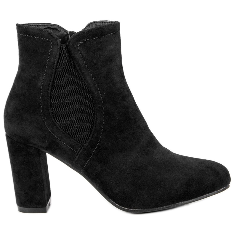 Zamszowe botki na słupku czarne