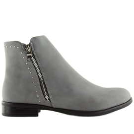 Botki sztyblety damskie szare 0-257 Grey