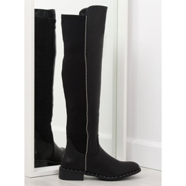 Oficerki z elastyczną cholewką czarne 7533-PG Black