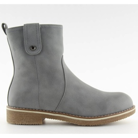 Botki na płaskim obcasie szare 0-253 Grey