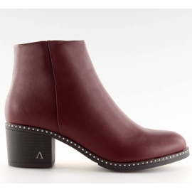 Botki na stabilnym obcasie bordowe BH120-KB czerwone