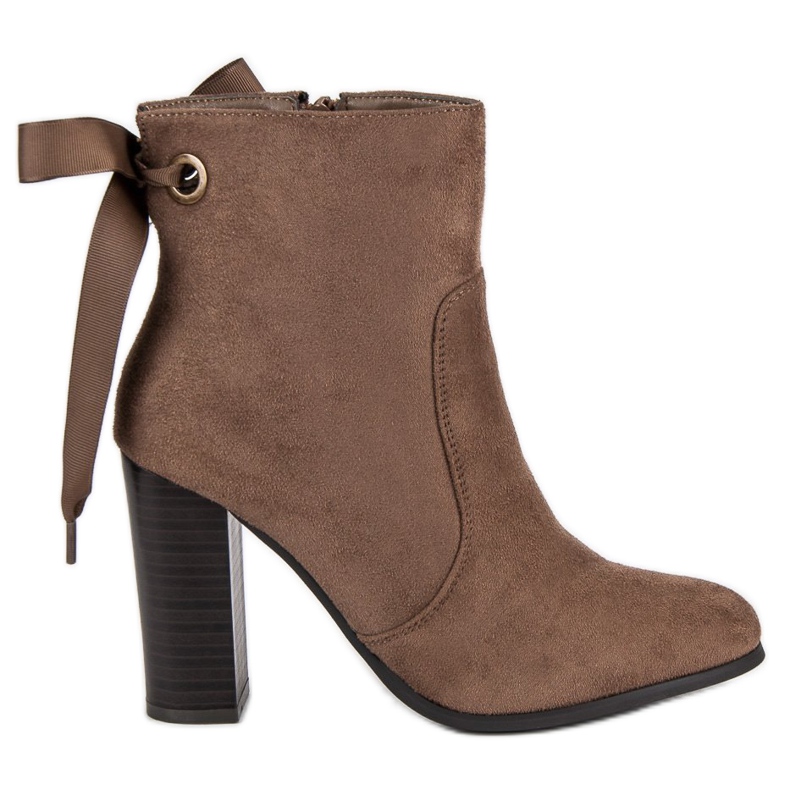 Super Mode Eleganckie Botki Na Słupku brązowe