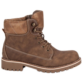 Super Me Wiązane Trapery brązowe