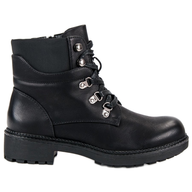 Janessa Czarne sznurowane workery